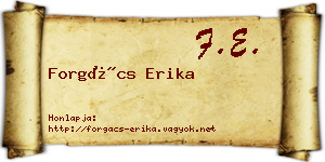Forgács Erika névjegykártya