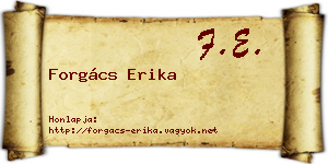 Forgács Erika névjegykártya